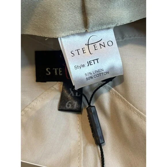Stefeno Sport Handmade Jett Cotton Linen Newsboy Newsie Beige Hat Cap SZ 61 XL